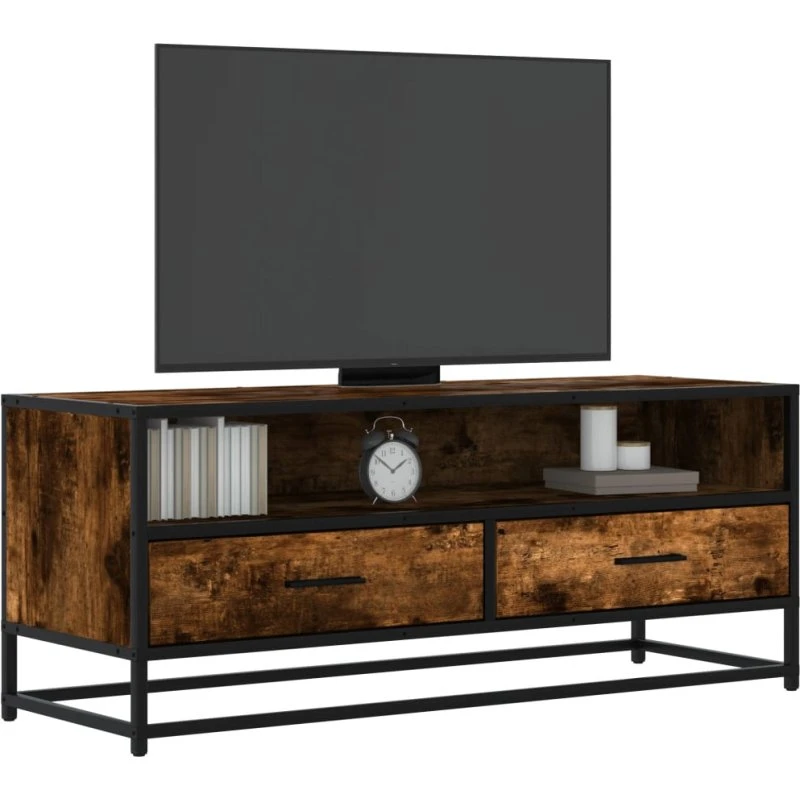 vidaXL tv-bord 100x34,5x40 cm røget egetræsfarve konstrueret træ og metal