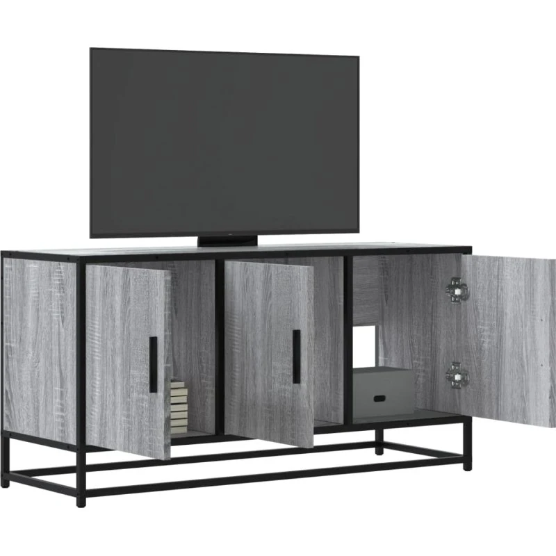 vidaXL tv-bord 100x35x50 cm konstrueret træ og metal grå sonoma-eg