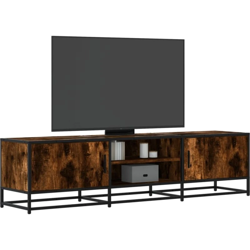 vidaXL tv-bord 160x35x41 cm røget egetræsfarve konstrueret træ metal
