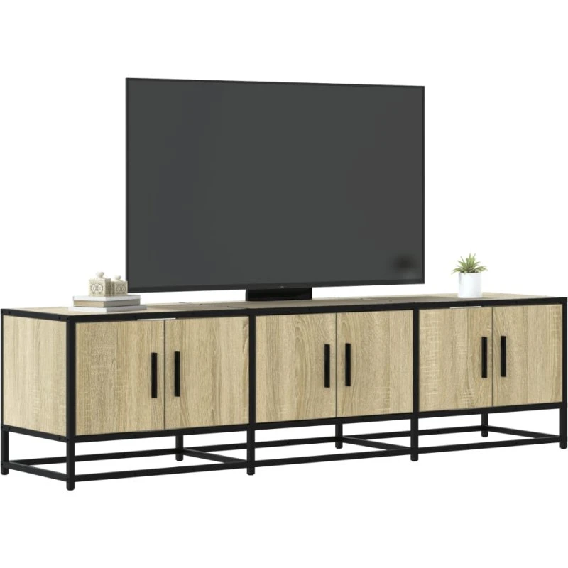 vidaXL tv-bord 150x35x41 cm konstrueret træ og metal Sonoma-eg