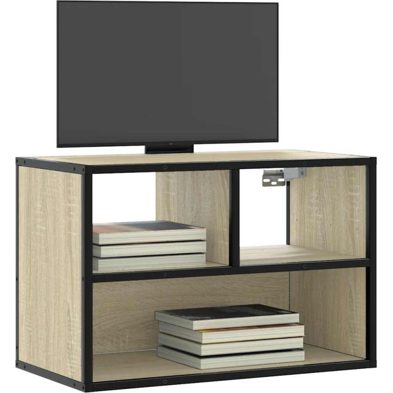 vidaXL Tv-bord 60x31x39,5 cm konstrueret træ og metal Sonoma-eg