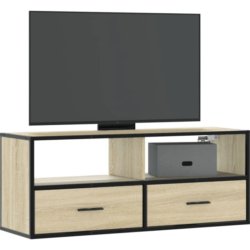 vidaXL tv-bord 100x31x39,5 cm konstrueret træ og metal sonoma-eg
