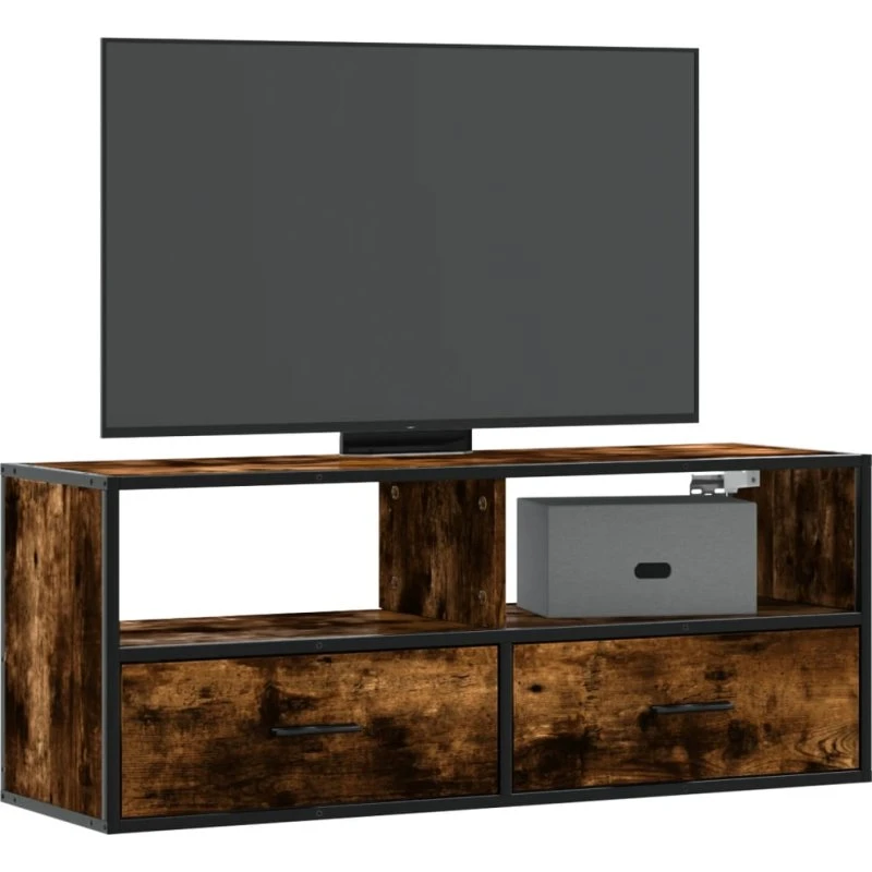 vidaXL tv-bord 100x31x39,5 cm røget egetræ konstrueret træ og metal