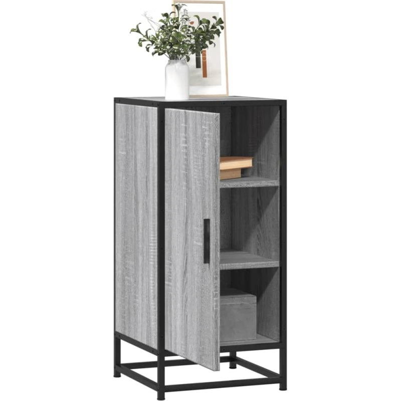 vidaXL Skab 35,5x35x76 cm Konstrueret Træ og Metal Grå Sonoma-Eg