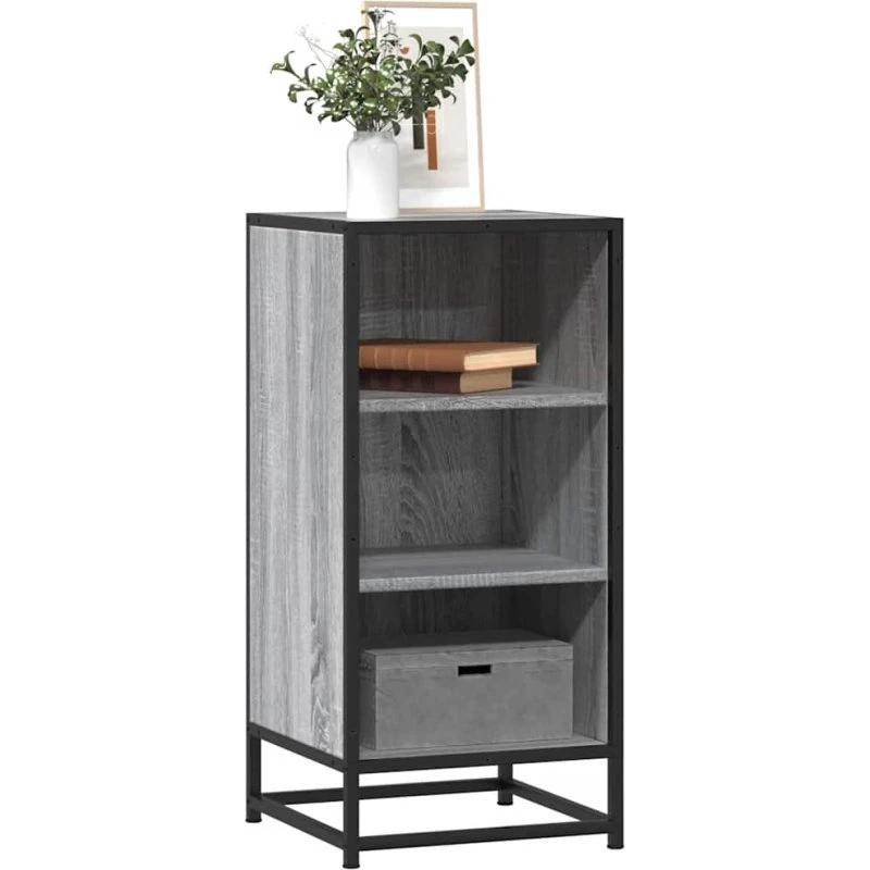 vidaXL Skab 35,5x35x76 cm Konstrueret Træ og Metal Grå Sonoma-Eg