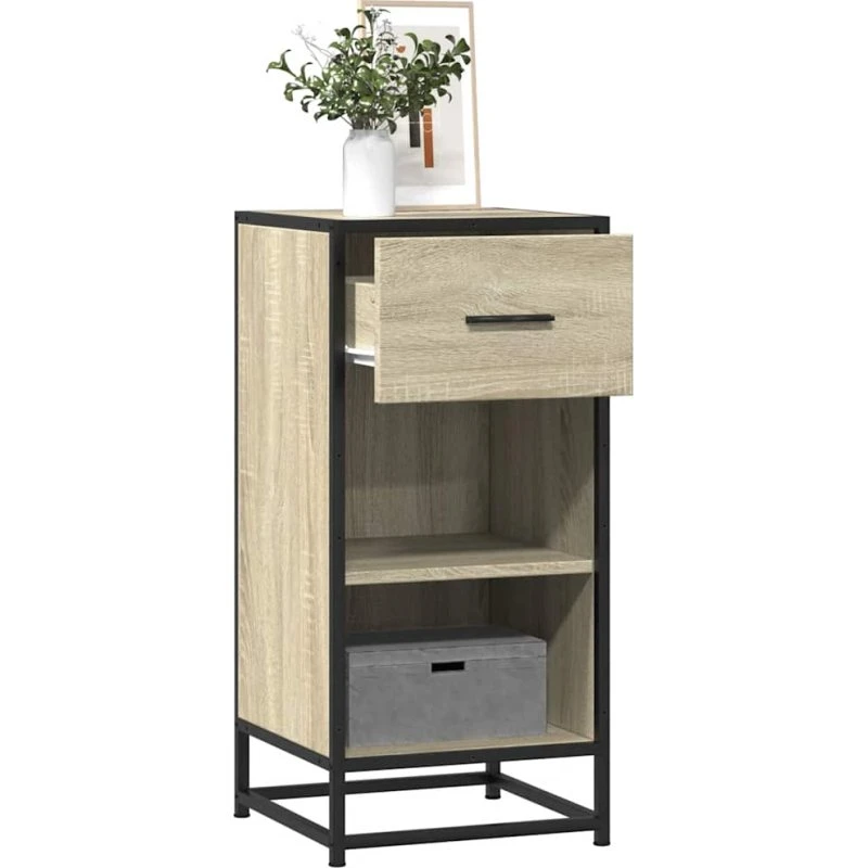 vidaXL Skab 35,5x35x76 cm Konstrueret Træ og Metal Sonoma-Ege