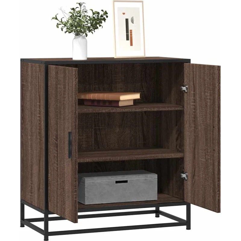 vidaXL Skab 68x35x76 cm Konstrueret Træ og Metal Brun