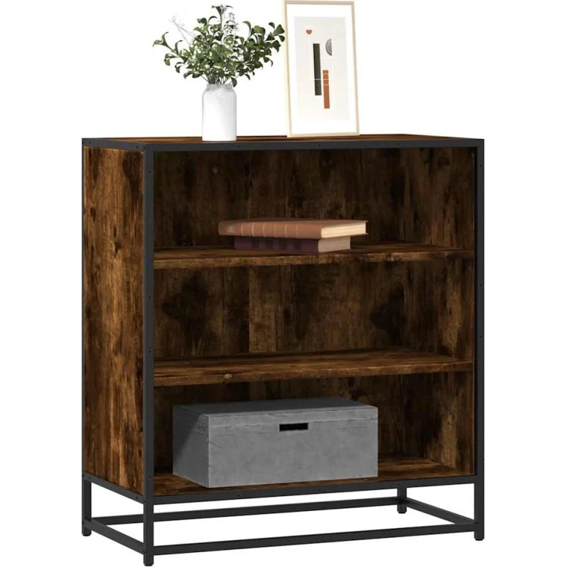 vidaXL Skab 68x35x76 cm Træ og Metal Røget Egetræsfarve
