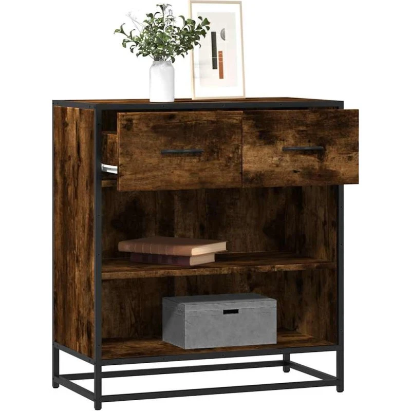 vidaXL Skab 68x35x76 cm Konstrueret Træ Røget Egetræsfarve