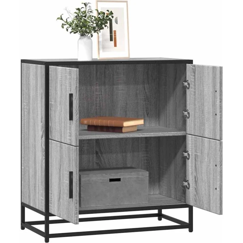 vidaXL Skab 68x35x76 cm Konstrueret Træ Grå Sonoma-Eg