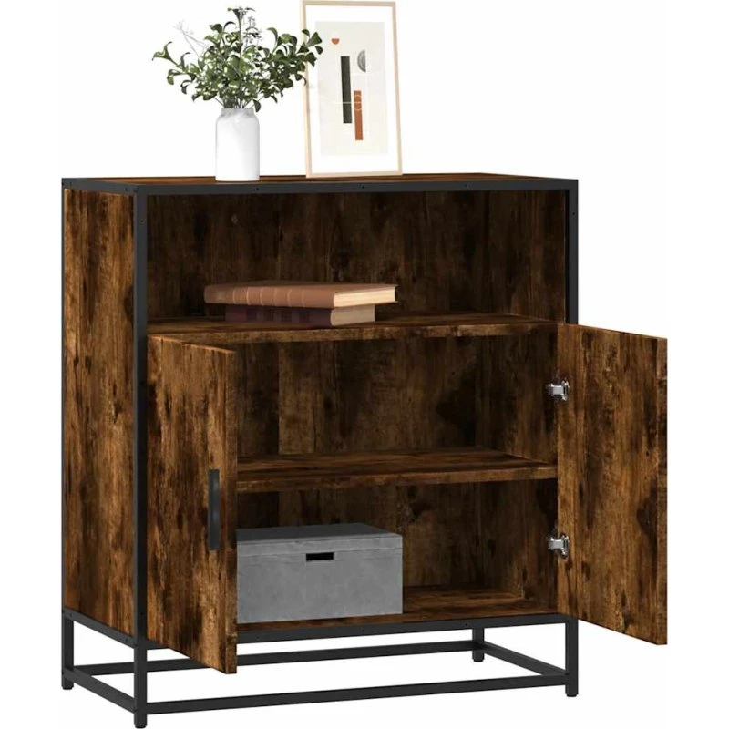 vidaXL Skab 68x35x76 cm Konstrueret Træ Røget Egetræsfarve