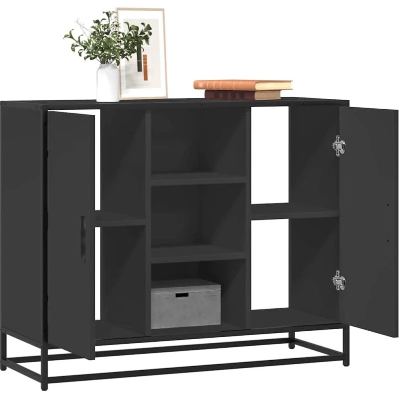 vidaXL Skænk 92x35x76 cm Konstrueret Træ Sort