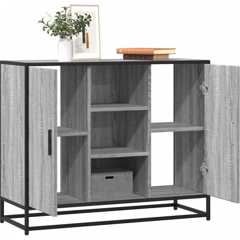 vidaXL Skænk 92x35x76 cm Konstrueret Træ Grå Sonoma-Eg