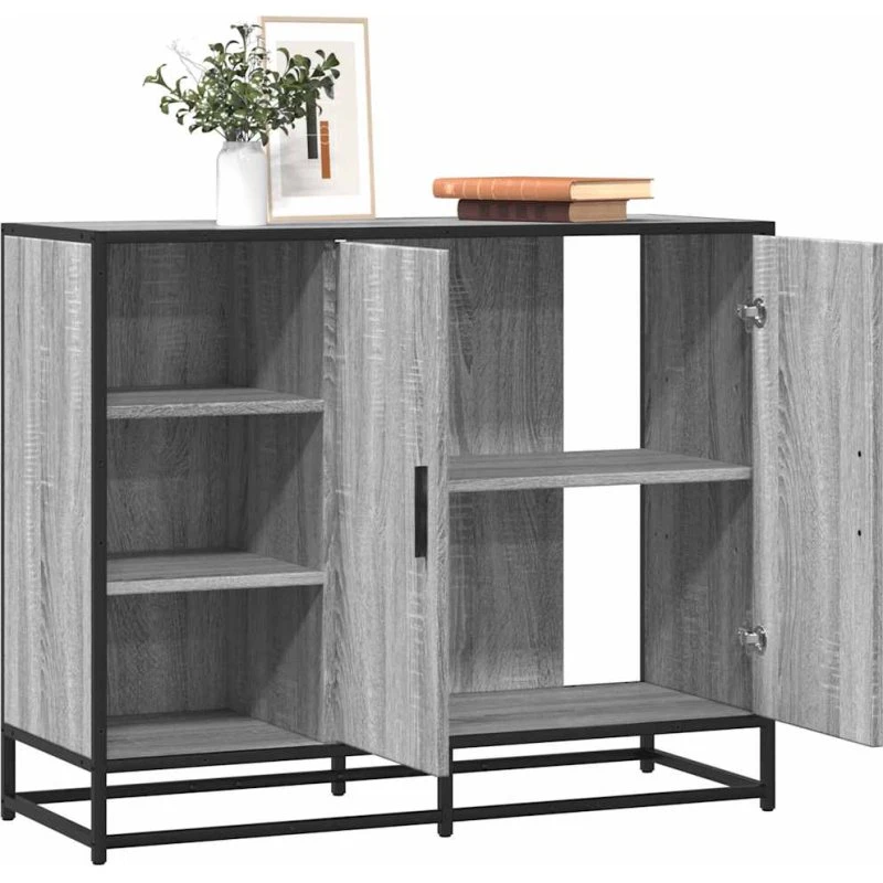 vidaXL Skænk 92x35x76 cm Konstrueret Træ Grå Sonoma-Eg