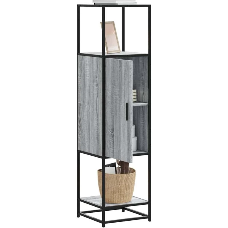 vidaXL Skab 35,5x35x139 cm Konstrueret Træ Grå Sonoma-Eg og Metal