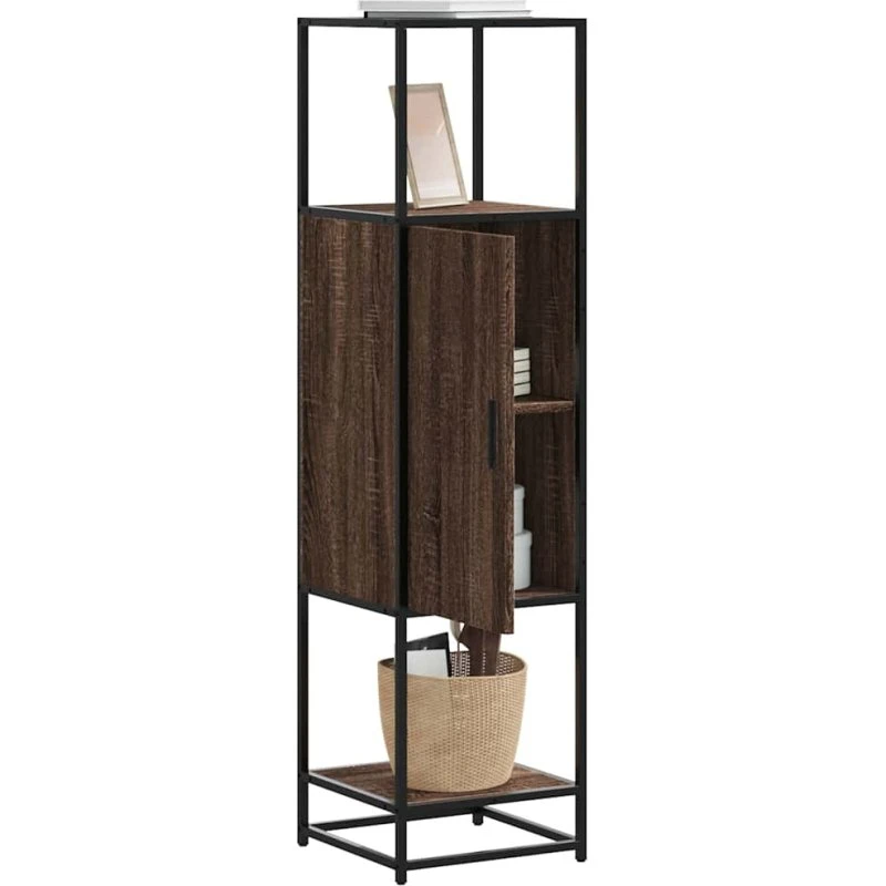 vidaXL Skab Brun Konstrueret Træ og Metal 35,5x35x139 cm