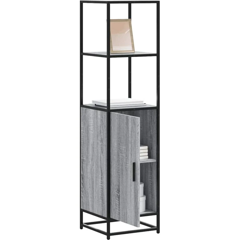 vidaXL Skab 35,5x35x139 cm Konstrueret Træ Grå Sonoma-Eg og Metal