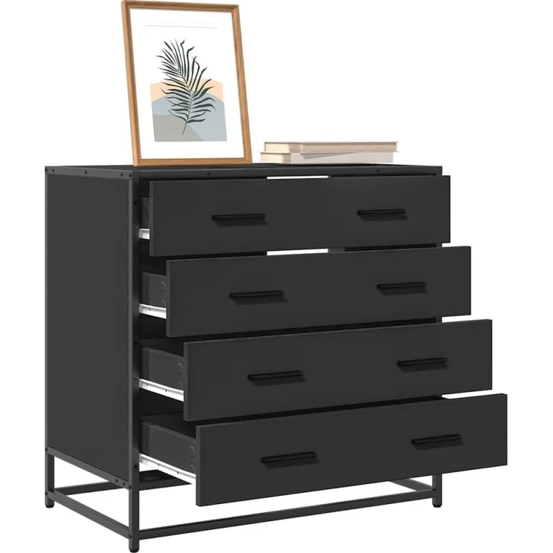 vidaXL Skuffeskab 70x41x70 cm Konstrueret Træ Sort