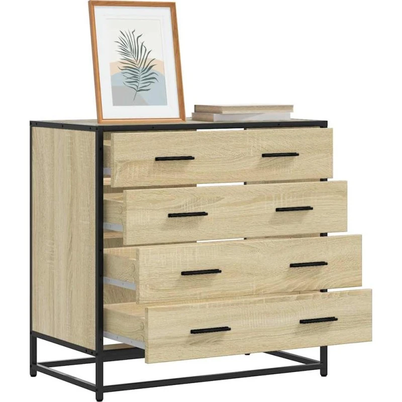 vidaXL Skuffeskab 70x41x70 cm Konstrueret Træ Sonoma-Egetræsfarvet