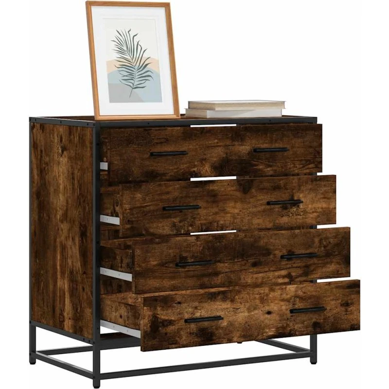 vidaXL Kommode 70x41x70 cm Konstrueret Træ Røget Egetræsfarve
