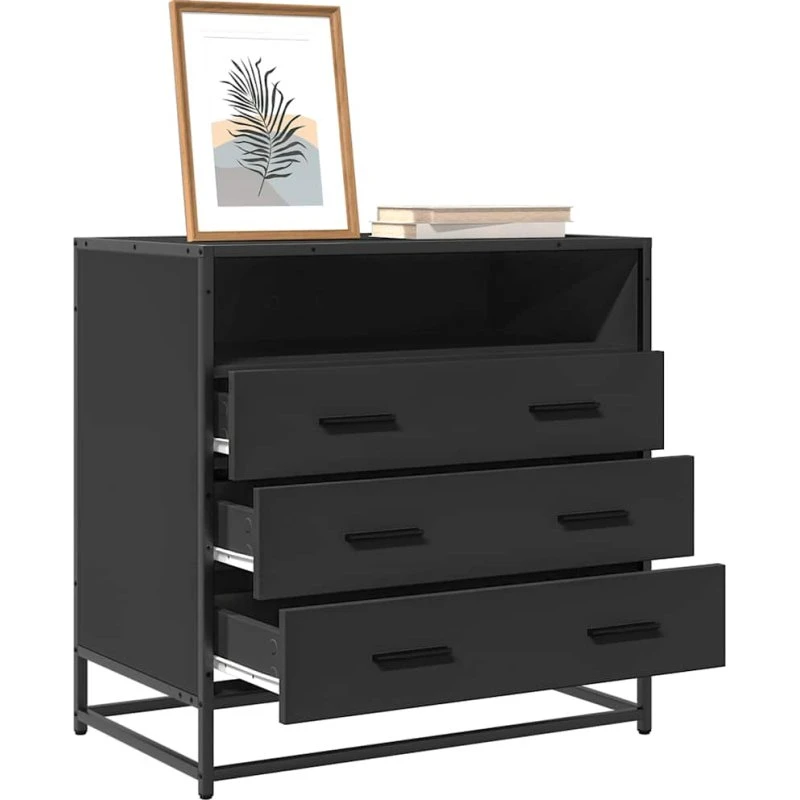 vidaXL skuffeskab 70x41x70 cm konstrueret træ sort