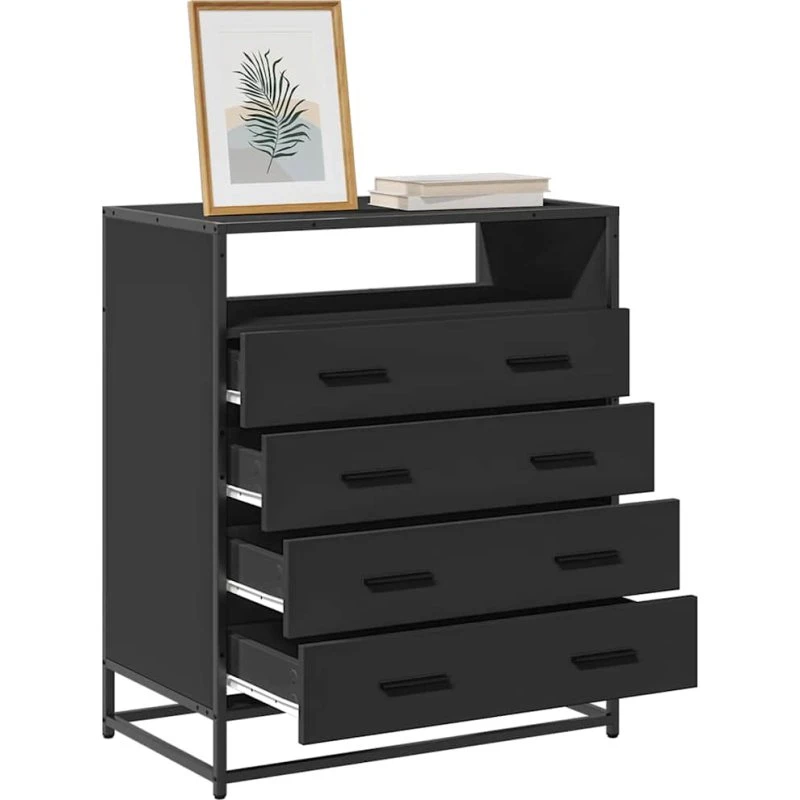 vidaXL Skuffeskab 70x41x83,5 cm konstrueret træ sort