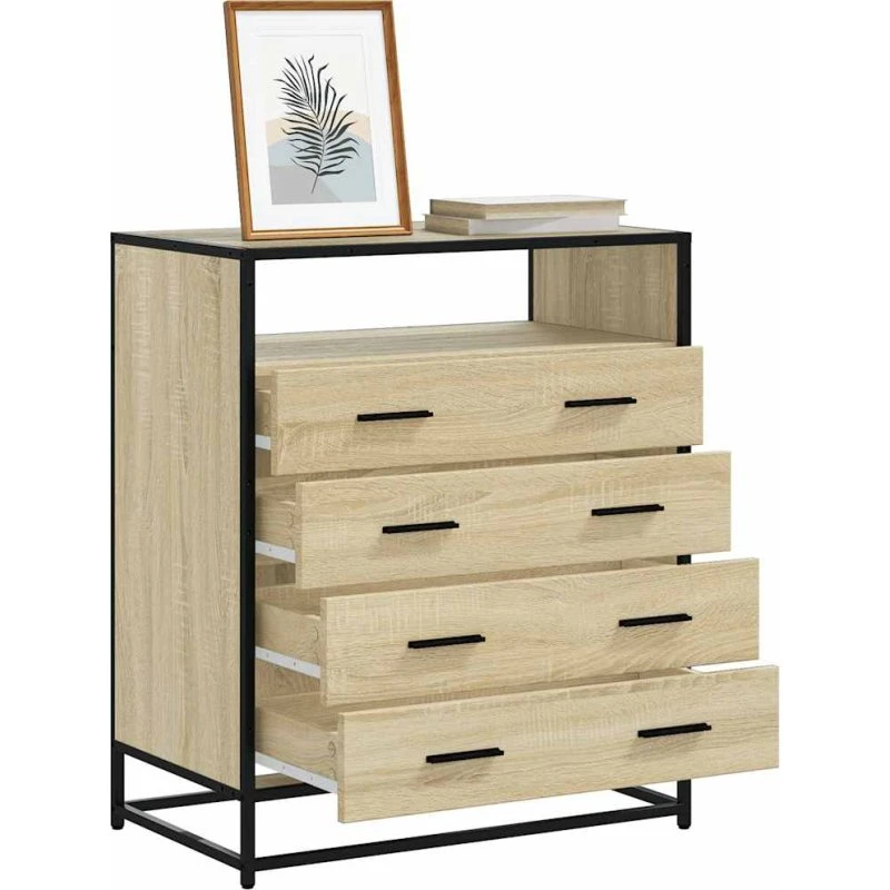 vidaXL Skuffeskab 70x41x83,5 cm Konstrueret Træ Sonoma-Egetræsfarvet
