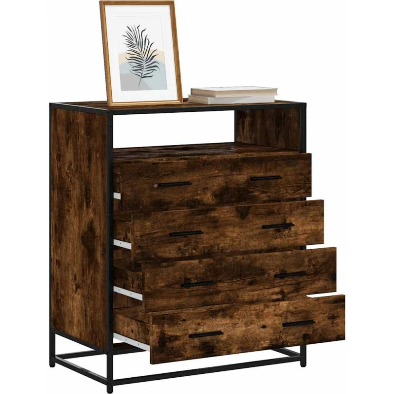 vidaXL Kommode 70x41x83,5 cm Røget Egetræ