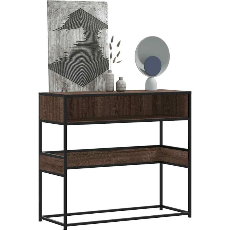 vidaXL Konsolbord 90x35x80 cm Konstrueret Træ Brun