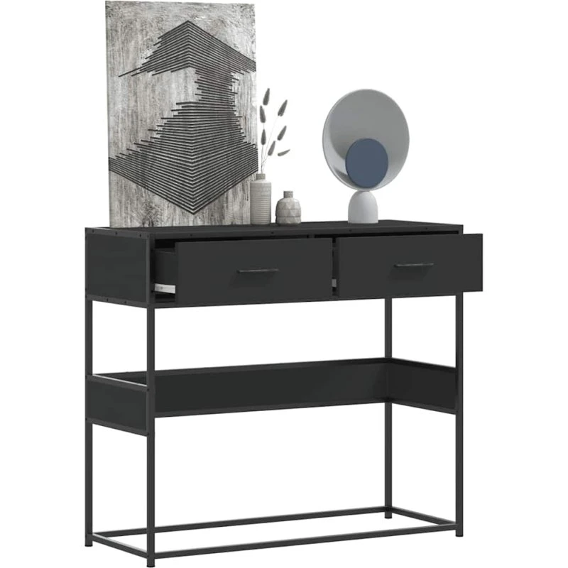 vidaXL Konsolbord 90x35x80 cm Konstrueret Træ Sort