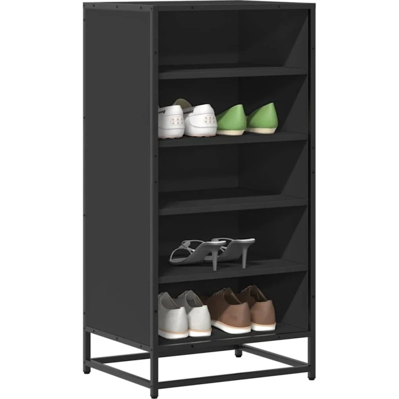 vidaXL Skostativ 48x38x97,5 cm Konstrueret Træ Sort