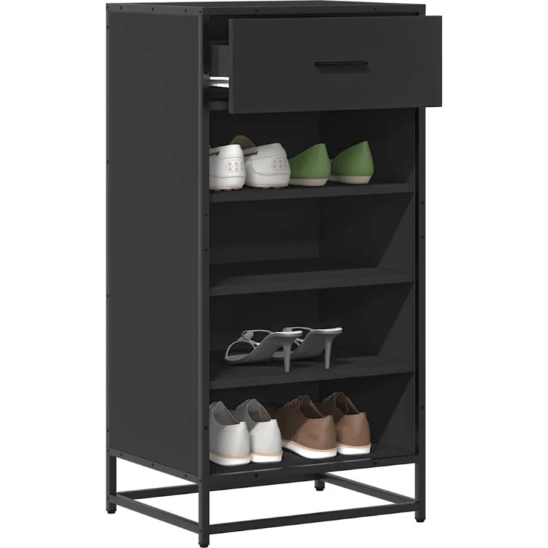 vidaXL Skostativ 48x38x97,5 cm Konstrueret Træ Sort