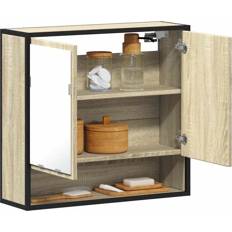 vidaXL Spejlskab Sonoma eg 65x20x60 cm træ