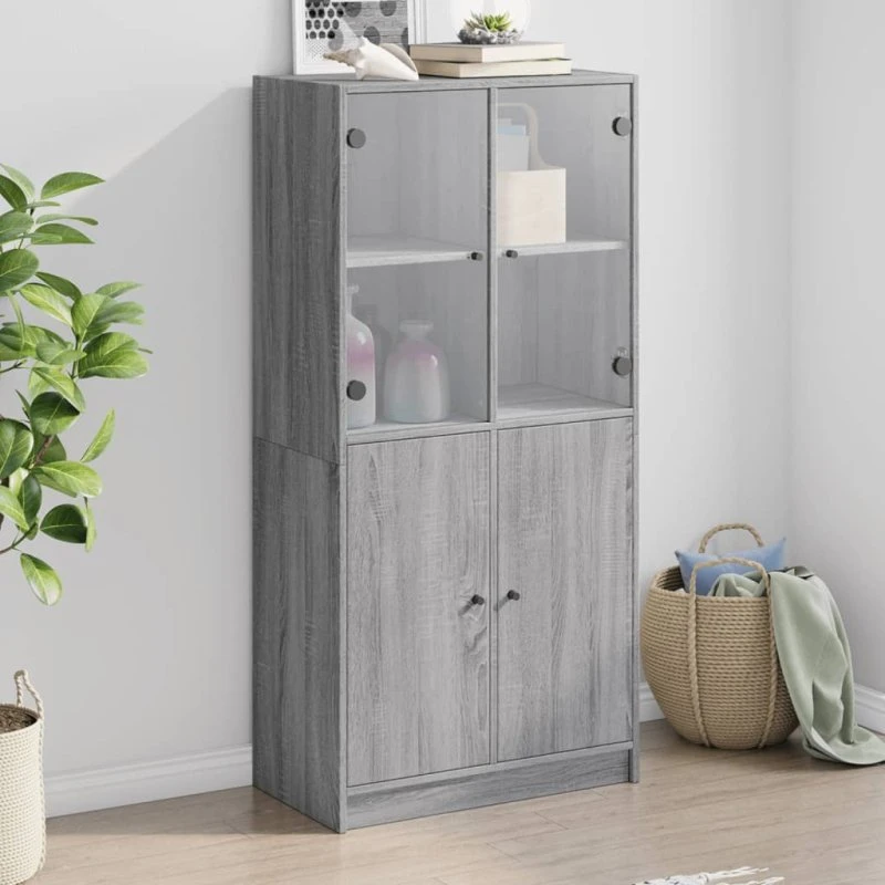 vidaXL Skab med Låger 68x37x142 cm Grå Sonoma-Eg