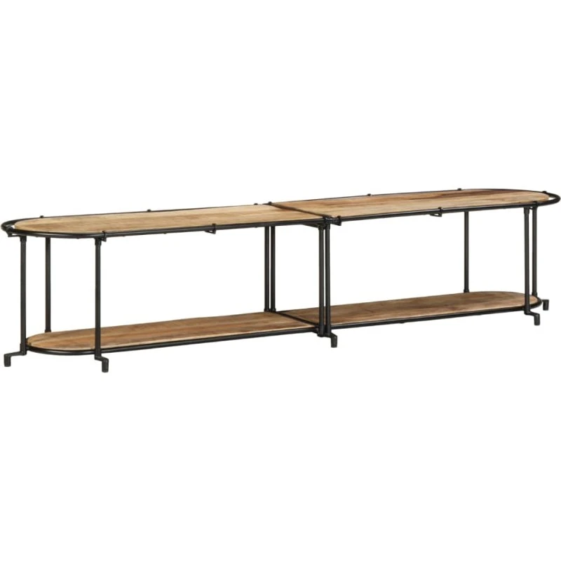 vidaXL Tv-bord 200x42x40 cm massivt ru mangotræ med jernstel