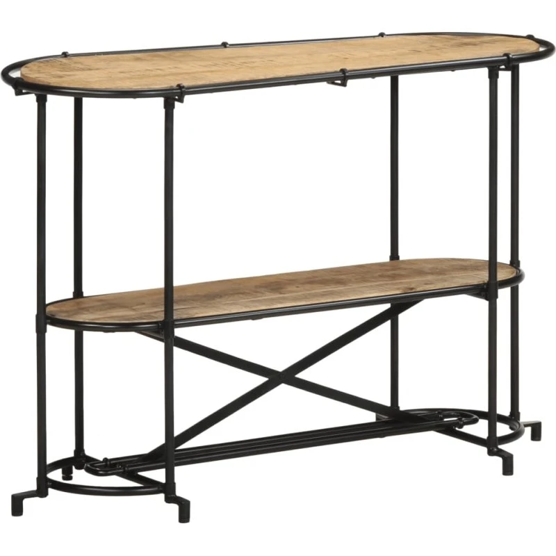 vidaXL konsolbord 110x42x76 cm massivt ru mangotræ med jernstel