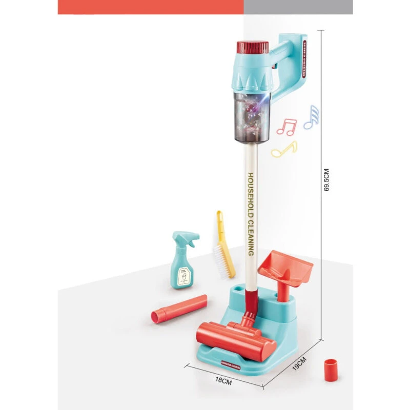 Legetøjsstøvsuger H69,5 cm – komplet sæt med lys og musik