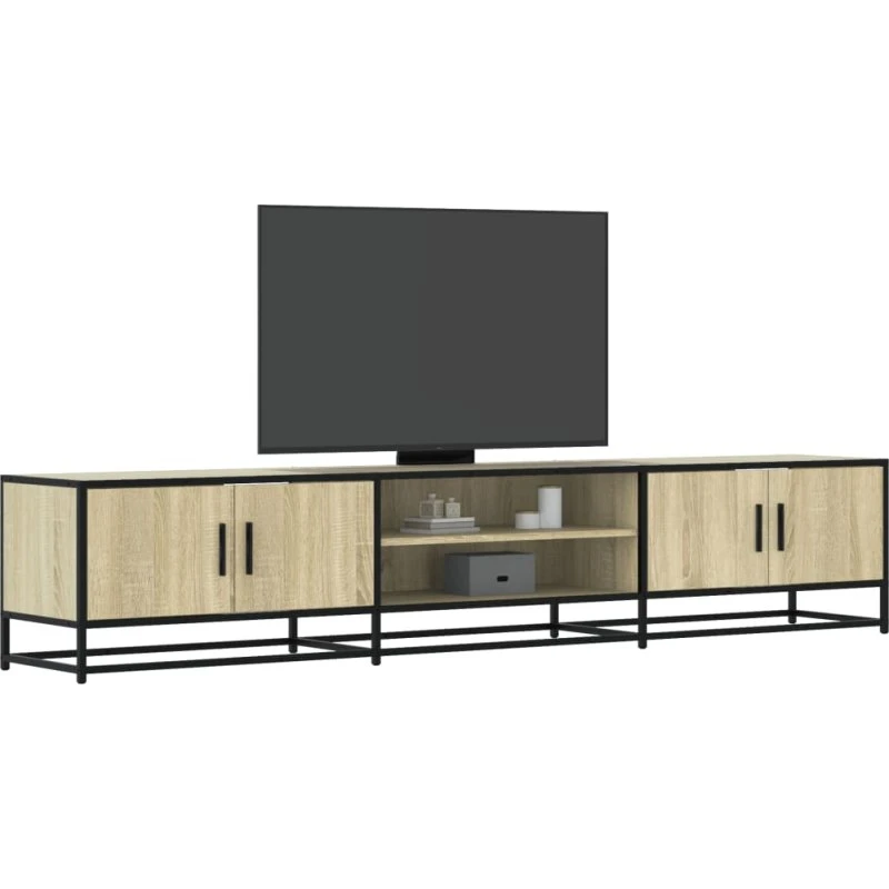 vidaXL Tv-bord 210x35x41 cm konstrueret træ Sonoma-eg med metalstel
