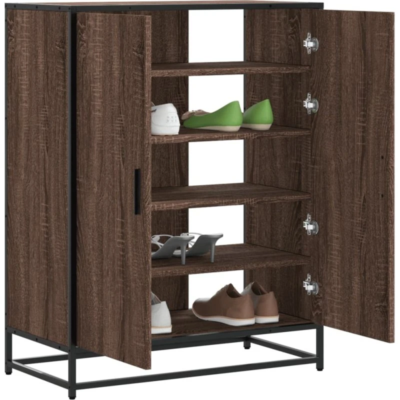 vidaXL Skoskab 75x38x97,5 cm Konstrueret Træ og Metal Brun Egetræ