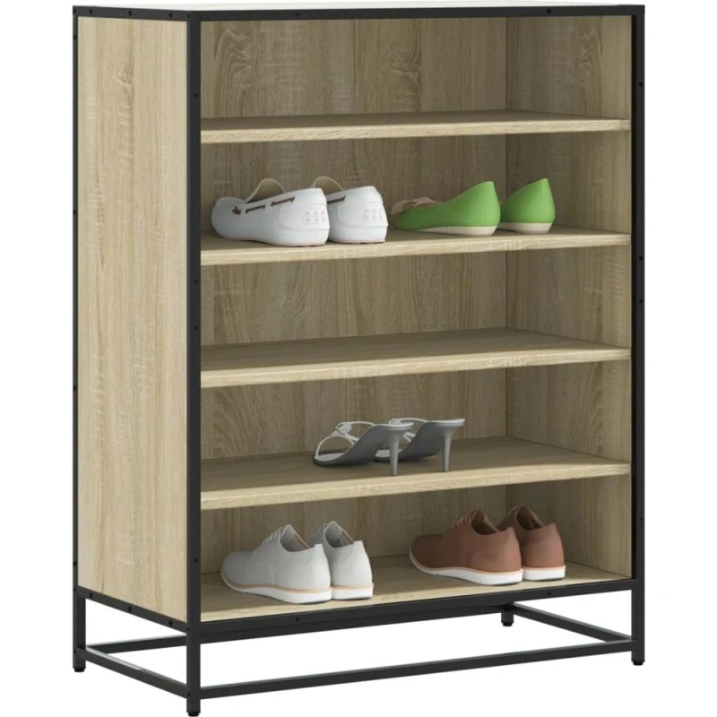 vidaXL Skoskab 75x38x97,5 cm Sonoma-eg, konstrueret træ og metal