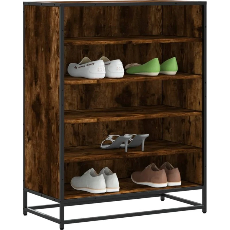 vidaXL Skoskab 75x38x97,5 cm Røget Ege, Konstrueret Træ og Metal