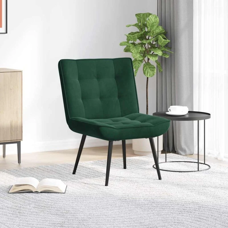 vidaXL Lænestol 64x74x84 cm Fløjl Mørkegrøn med Fodskammel