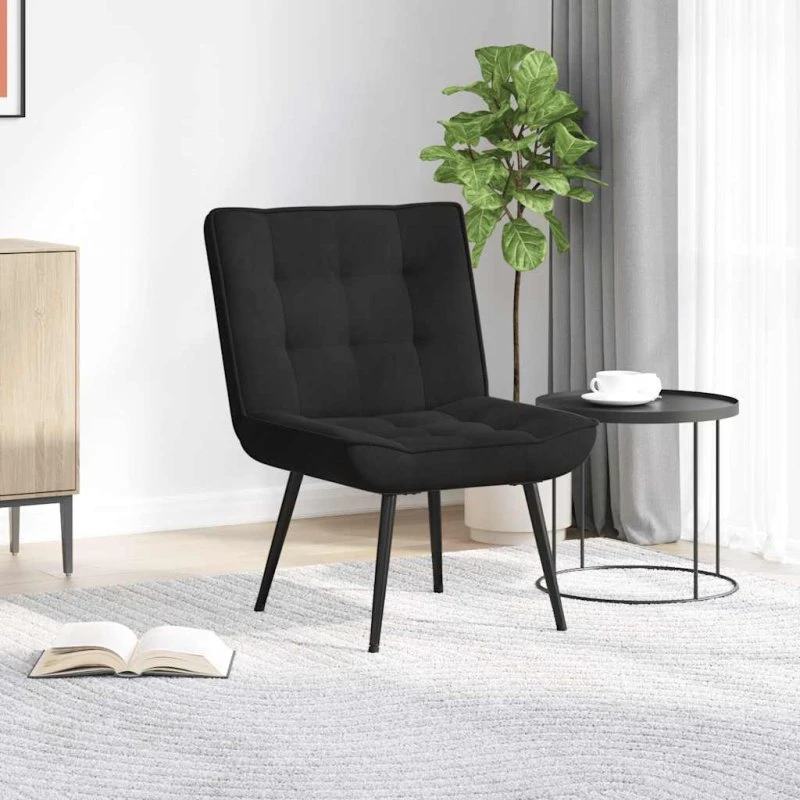 vidaXL Lænestol 64x74x84 cm fløjl sort med fodskammel