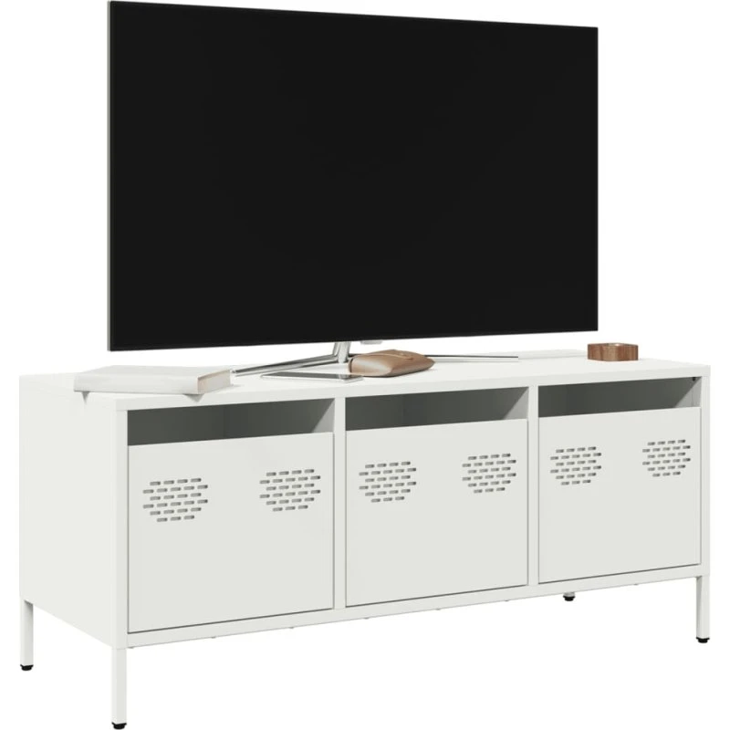 vidaXL tv-bord 101,5x39x43,5 cm koldvalset stål hvid