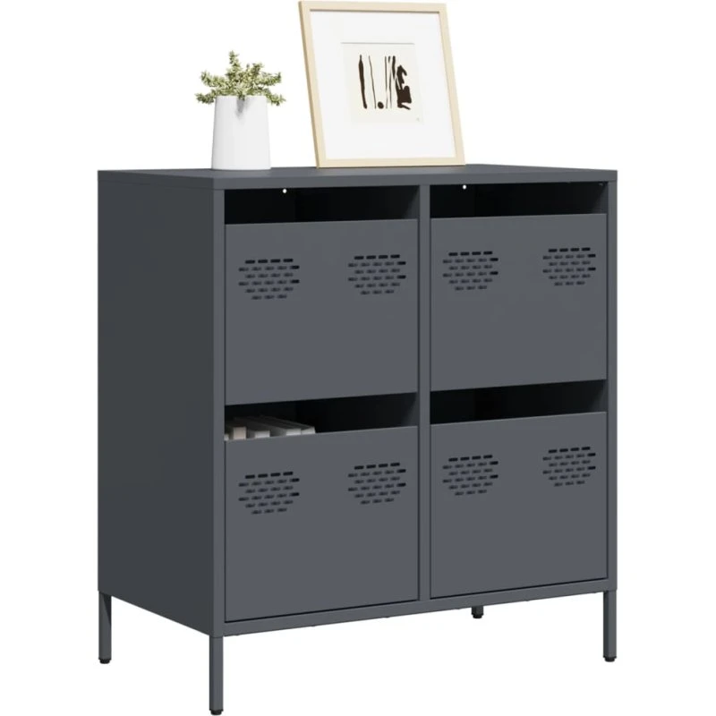 vidaXL Skænk 68x39x73,5 cm Koldvalset Stål Antracitgrå