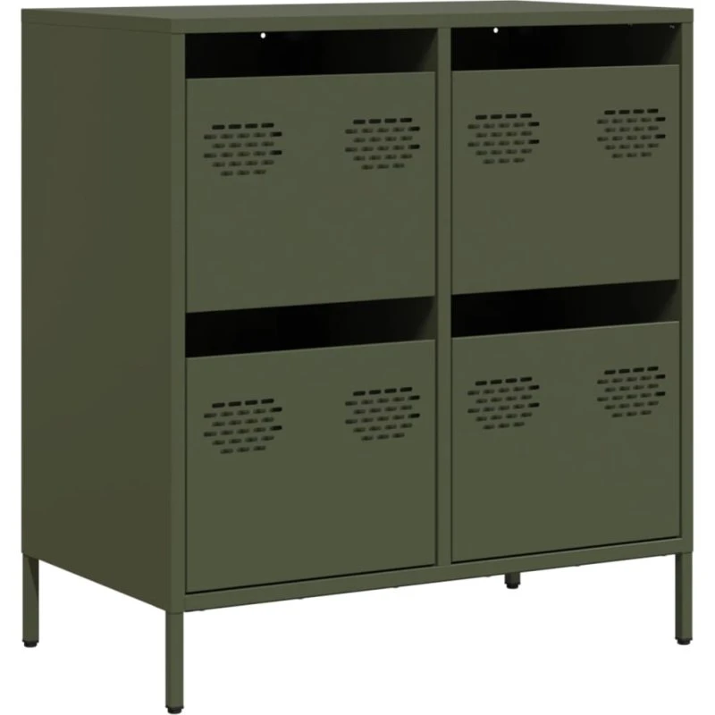 vidaXL Skab 68x39x73,5 cm koldvalset stål olivengrøn