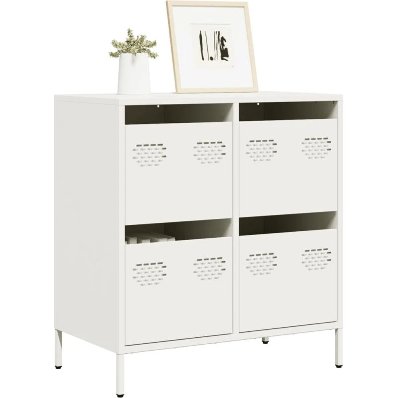 vidaXL Skab 68x39x73,5 cm Koldvalset Stål Hvid