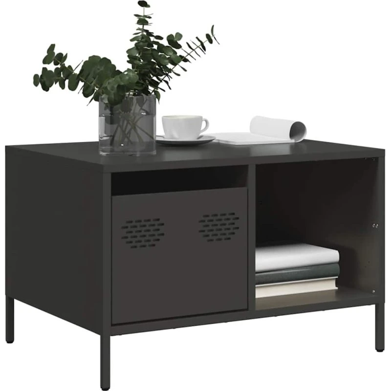 vidaXL sofabord 68,5x50x43,5 cm koldvalset stål sort