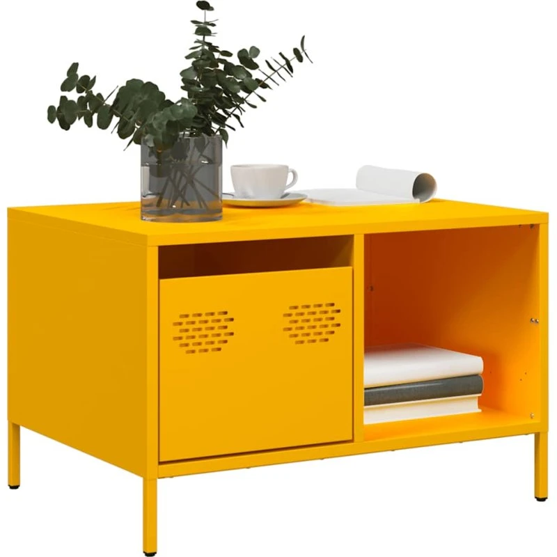 vidaXL sofabord 68,5x50x43,5 cm koldvalset stål sennepsgul