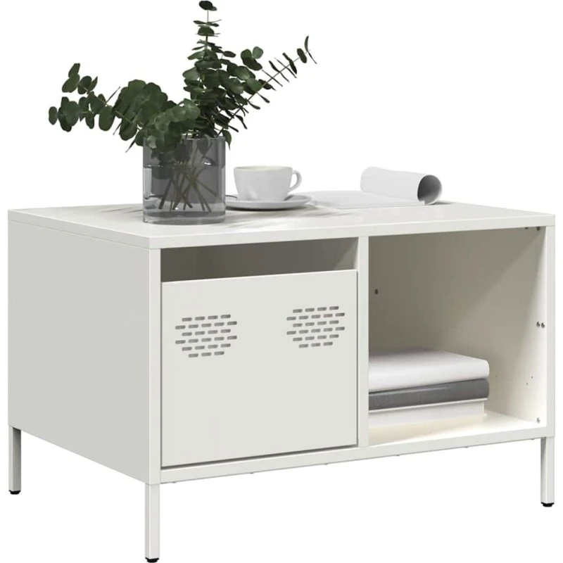 vidaXL sofabord 68,5x50x43,5 cm koldvalset stål hvid